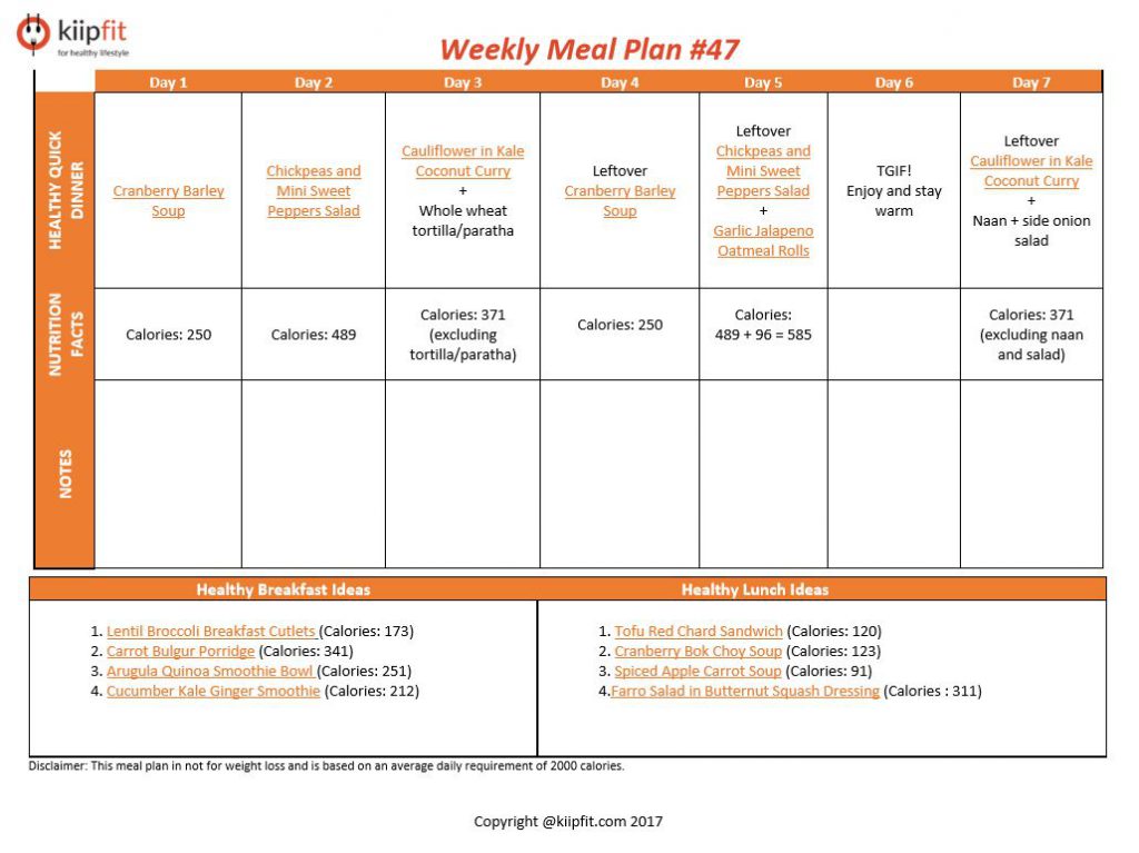 Weekly Meal Plan #47 | kiipfit.com 